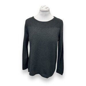 J. Jill Women’s Scoop Neck Longline Wool Blend Sweater, Charcoal Grey, Size M